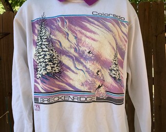 1990s Vintage  Colorado Breckenridge collared sweatshirt size Large by Hanes made in USA, True Vintage, Ski, Grandma’s sweater, Cute.