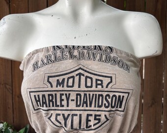 Y2K Vintage Harley Davidson Custom Reworked Tube Too taglia S/M, Vtg 2000s H-D Bandeau, Bikerchic, Summer, Upcycled.