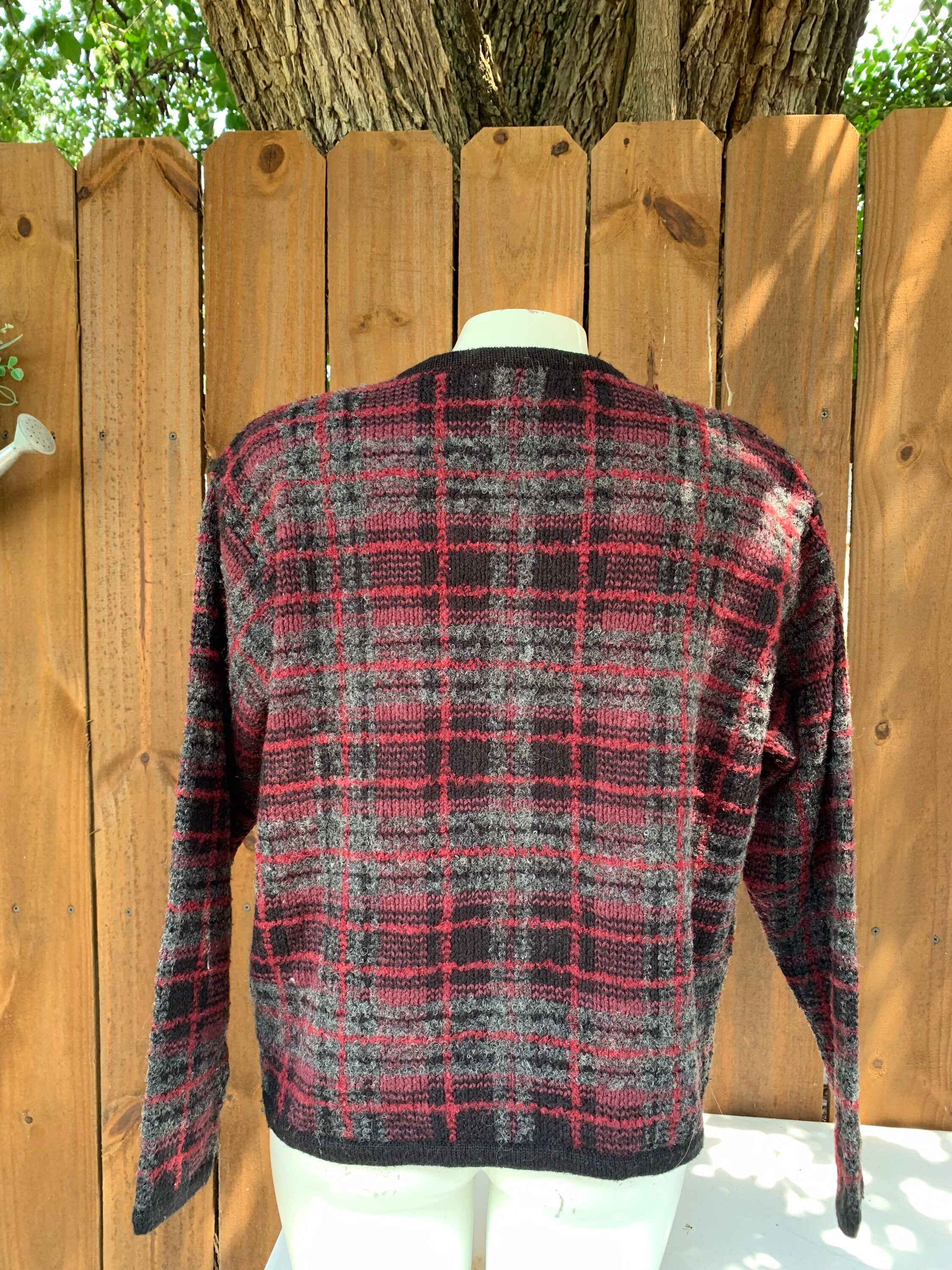 90s Vintage J Plaid Cardigan Wool Sweater Size Large, True 90s Vintage J Plaid Cardigan Wool Sweater Size Large, True