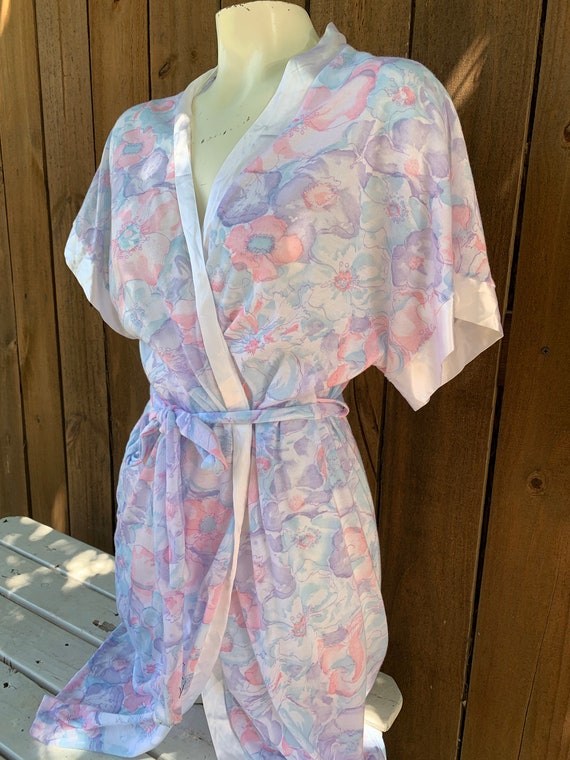90s Vintage Quiet Moments Floral robe/bathrobe/ne… - image 2