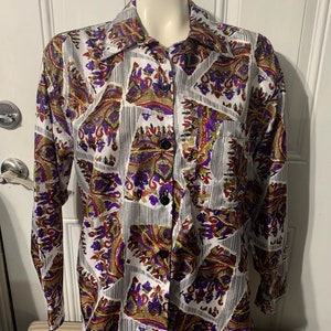 Vintage Ashley Morgan Button up Bluse Polyester Bluse Größe Medium.
