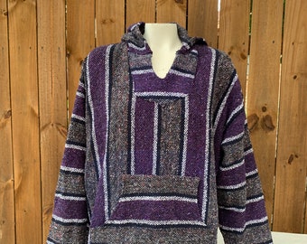 Vintage 90’s Mexican hoodie Black/Gray/Purple hippie Hoodie, 90s Vibes Men’s hoodie size XL, Vintage Acrylic hoodie.