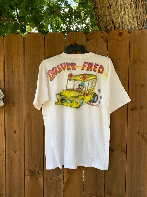 Vintage “Driver Fred” hand painted Bus cartoon T-s