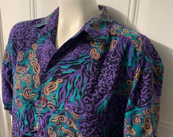キ*ツ様 80s US VINTAGE 50s style rayon shir Vintage Bowling Shirt small 1950s 100% Rayon King Louie