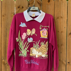 90s Vintage “bird Watchin' “ Grandma Sweater Size XL by Basic