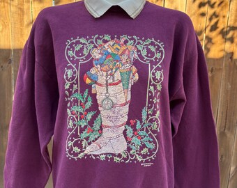 Vintage Christmas Spumoni by Franco Teddy Collared Sweatshirt Size