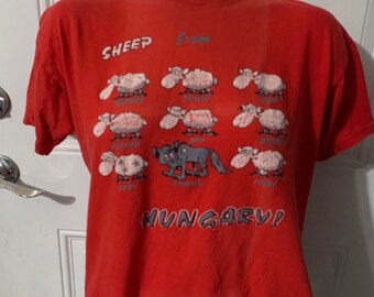 Vintage “sheep” Unisex Red T-shirt Size M. - Etsy