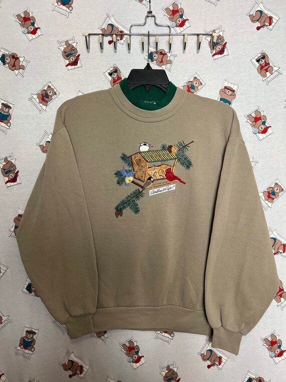 Vintage 90s cardinals Cafe Embroidered Mock Neck Sweatshirt - Etsy
