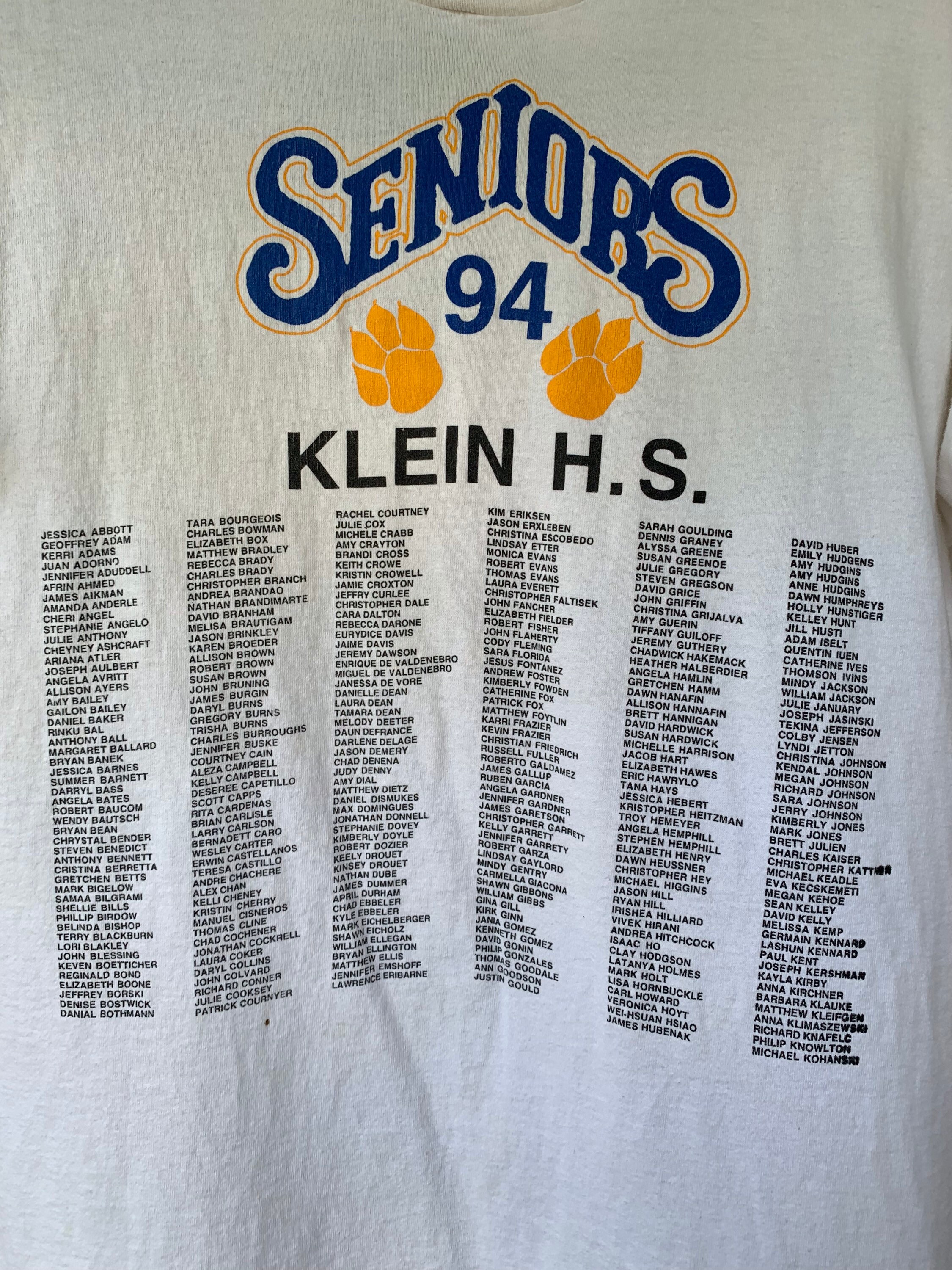 Vintage 1994 Klein High School 94s Graduates List Single Stitch T ...