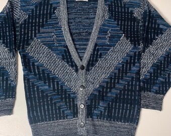 Vintage 80s Sweater Graphix Acrylic Men's Cardigan Sweater Size