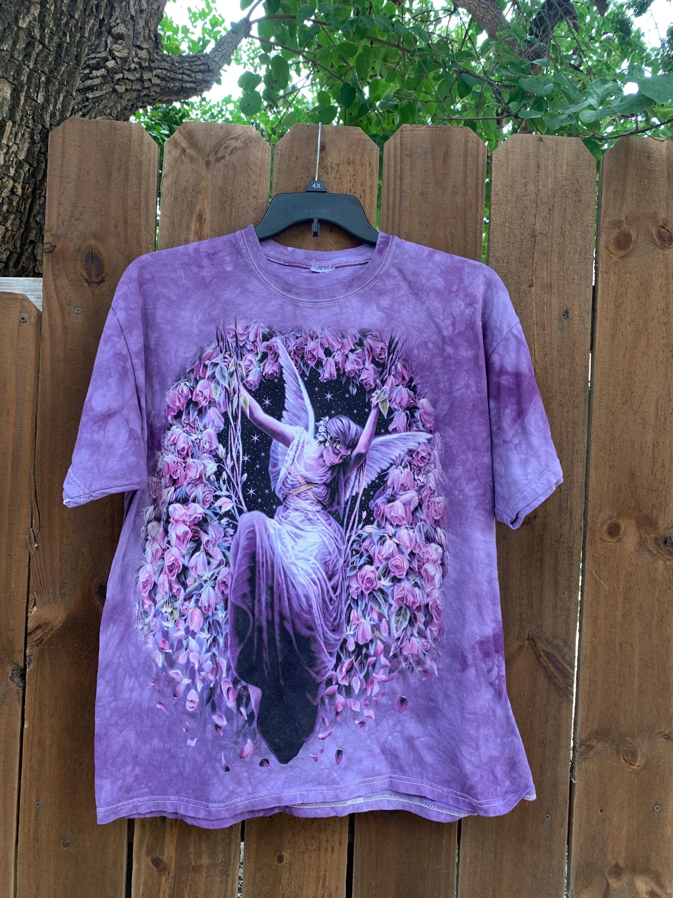 Y2K Vintage Purple Tie Dye Fairy T-shirt Size XL, Vtg