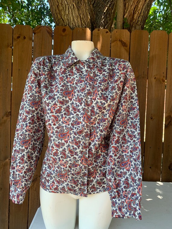 Vintage 60s David Strauss Blouse size 14P, True V… - image 1