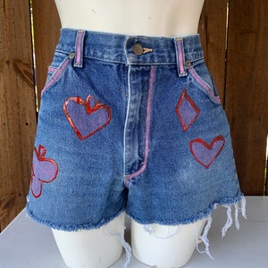 Lee Women’s Vintage High Rise Cutt-off shorts size 33, True Vintage Hand Painted shorts.