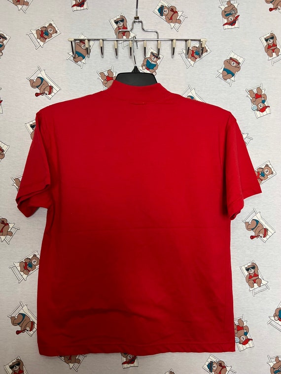 90s vintage red turtleneck blouse size M, one sin… - image 2