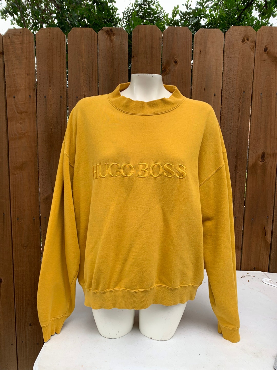 Buy 90s Vintage Hugo Boss Embroidered Sweatshirt Size XL, Hugo Boos Sports  Burnt Yellow Cotton Online in India