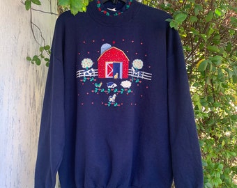 Vintage 80’s New with Tags Grandma sweater size XL, Deadstock Morning Sun sweatshirt.