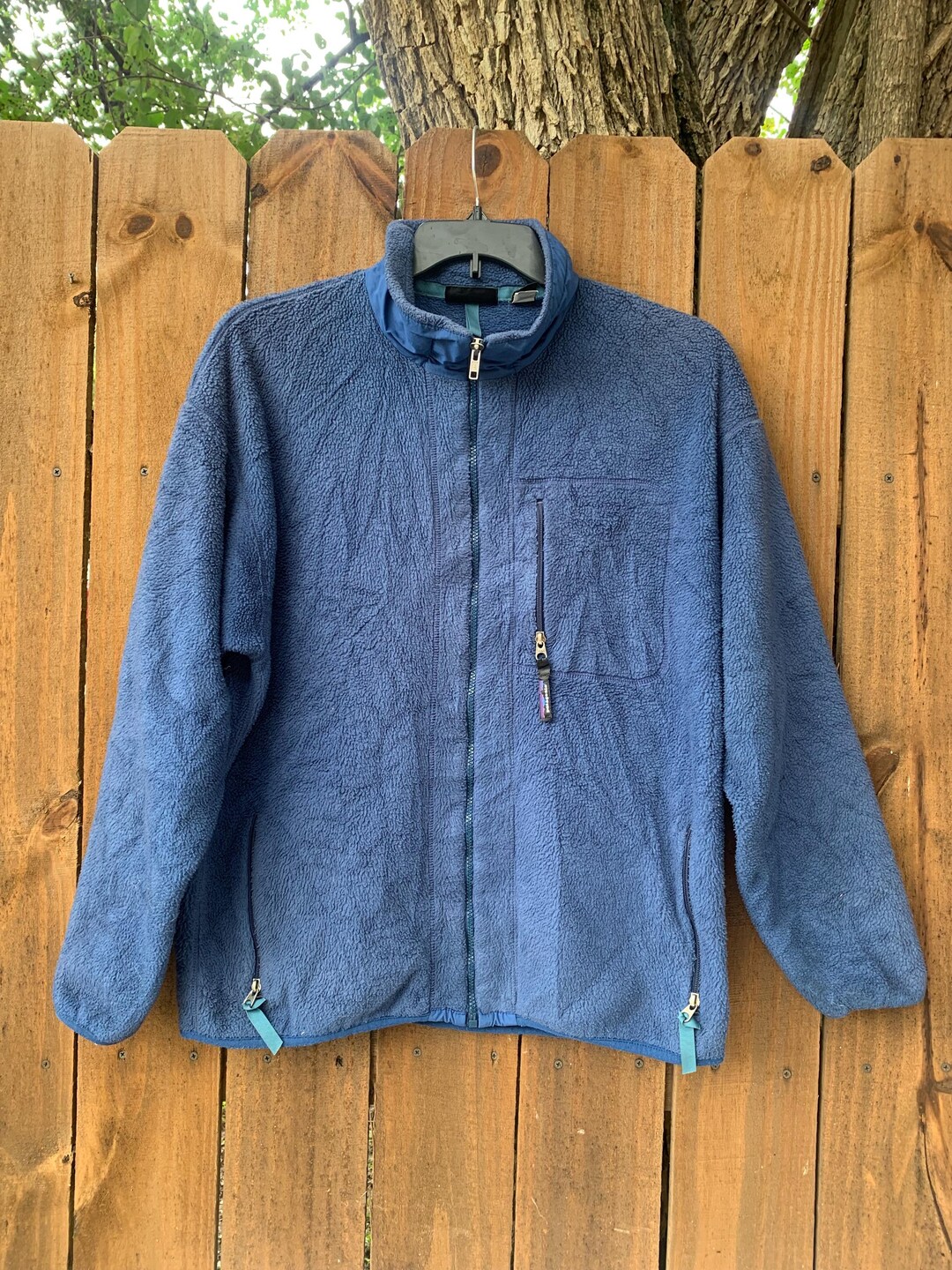 Vintage 00s Blue Green Patagonia Two Tone Fleece Jacket Jumper M