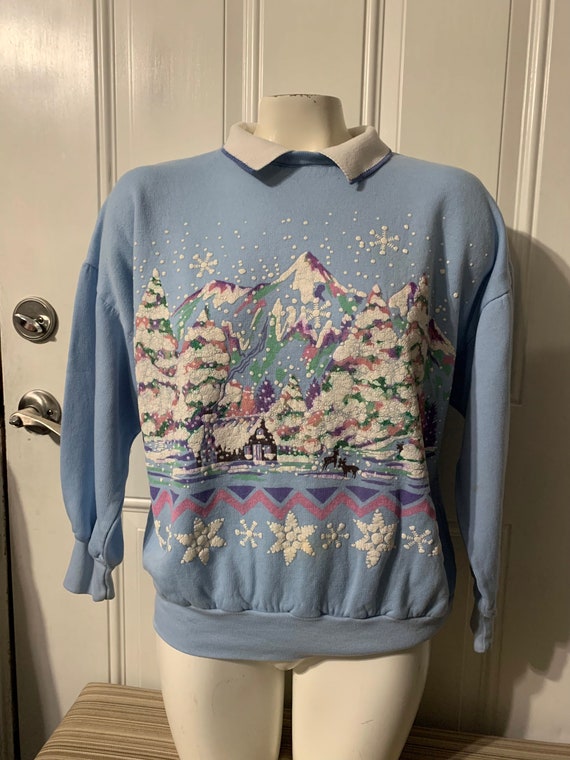 Vintage 80 90s Haband for Her Made in USA Collared Sweatshirt Grandma Sweatshirt Size Medium Winter Nature Sweatshirt. Etsy Canada