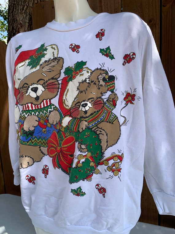 90’s Vintage “Adorable animals” Christmas Sweatsh… - image 2