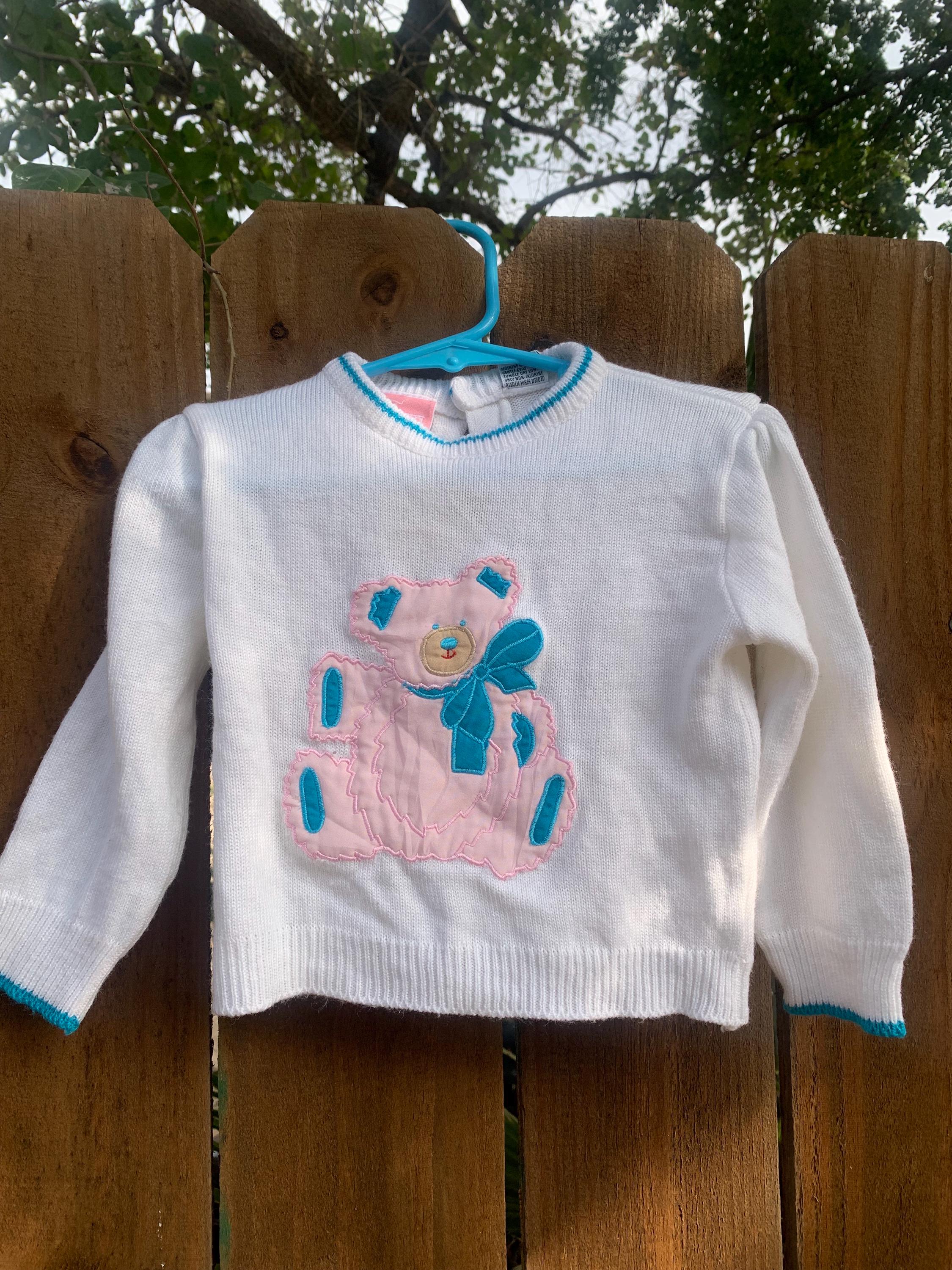 ヴィンテージ「かわいいテディベア」ベビーセーター、サイズ 24 ヶ月