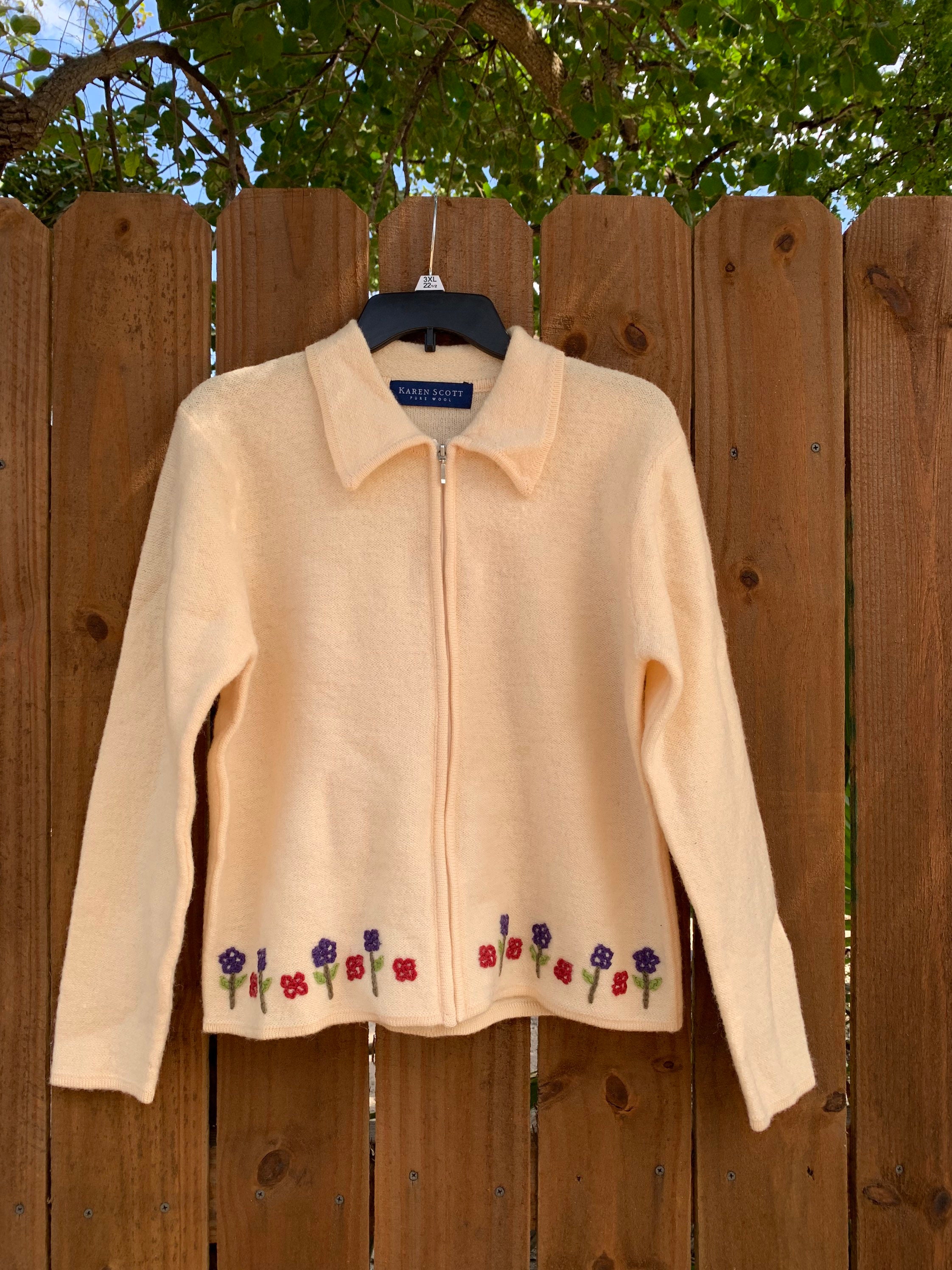 Vintage 80-90s Karen Scott Wool Zip up Sweater Size Medium. - Etsy