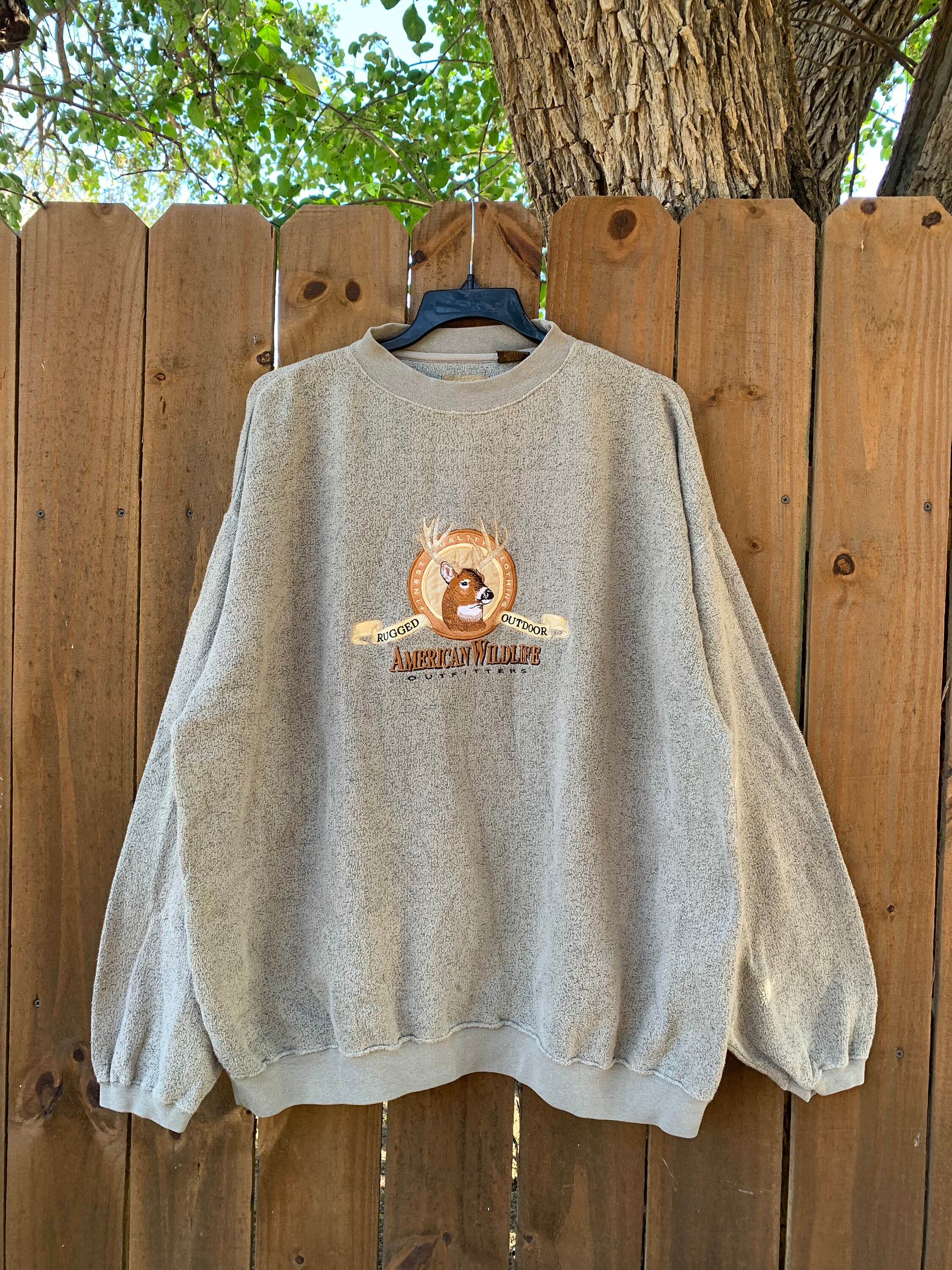 Vintage 90s american Wildlife Outfitters Deer Embroidered Sweatshirt Size 2XL Oversized 90s. Etsy