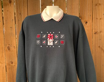 Vintage 90s “flowers” Embroidered Sweatshirt Size PL by Top Vintage 90s “flowers” Embroidered Sweatshirt Size PL by Top