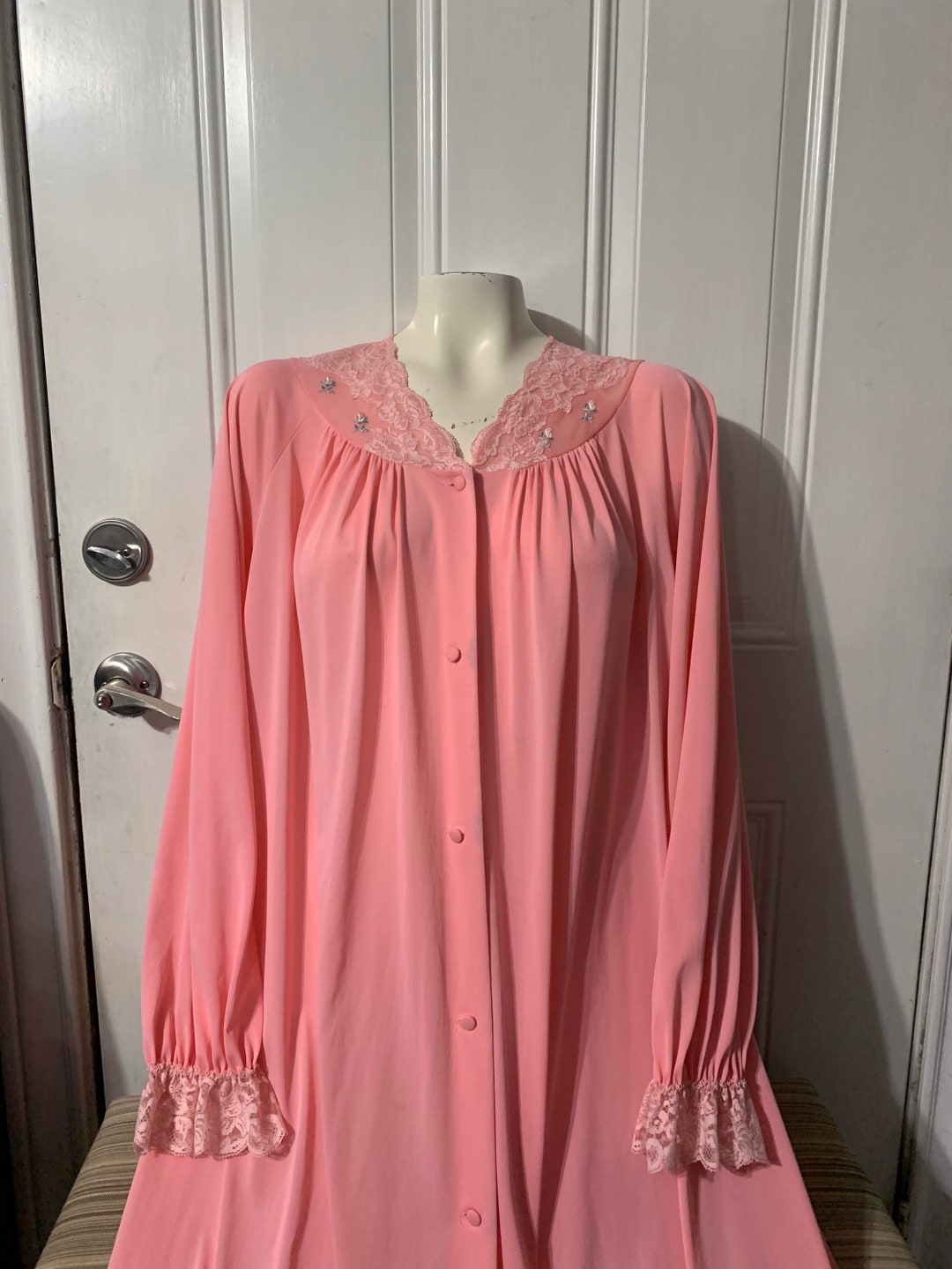 Shadowline Long Lace Bodice Button Down Robe main image 1