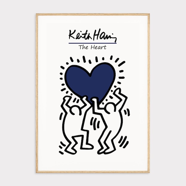 Keith Haring The Heart Print, Keith Haring Poster, Keith Haring Print, Exhibition Wall Art, Printable Art, Pop Art Print, Digital Download