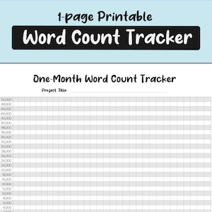 One-Month Writing Tracker | 50,000 Word Writing Graph | NaNoWriMo Progress Visualizer