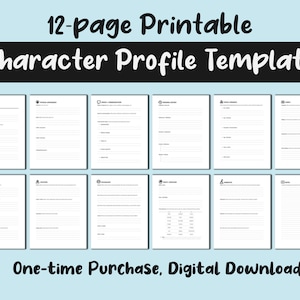 Plantilla de perfil de personaje imprimible - 12 páginas, carta estadounidense Descargar PDF