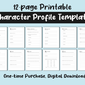 Printable Character Profile Template - 12 Pages, US Letter PDF Download