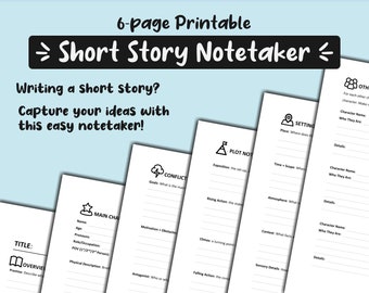 Short Story Notetaker: Writer Brainstorming Worksheets (Digitaler Download)