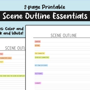 Scene Writing Worksheet | Chapter Planning | Writing Template | NaNoWriMo Prep