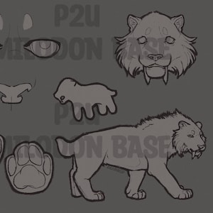P2U Smilodon base sabertooth cat lineart tiger