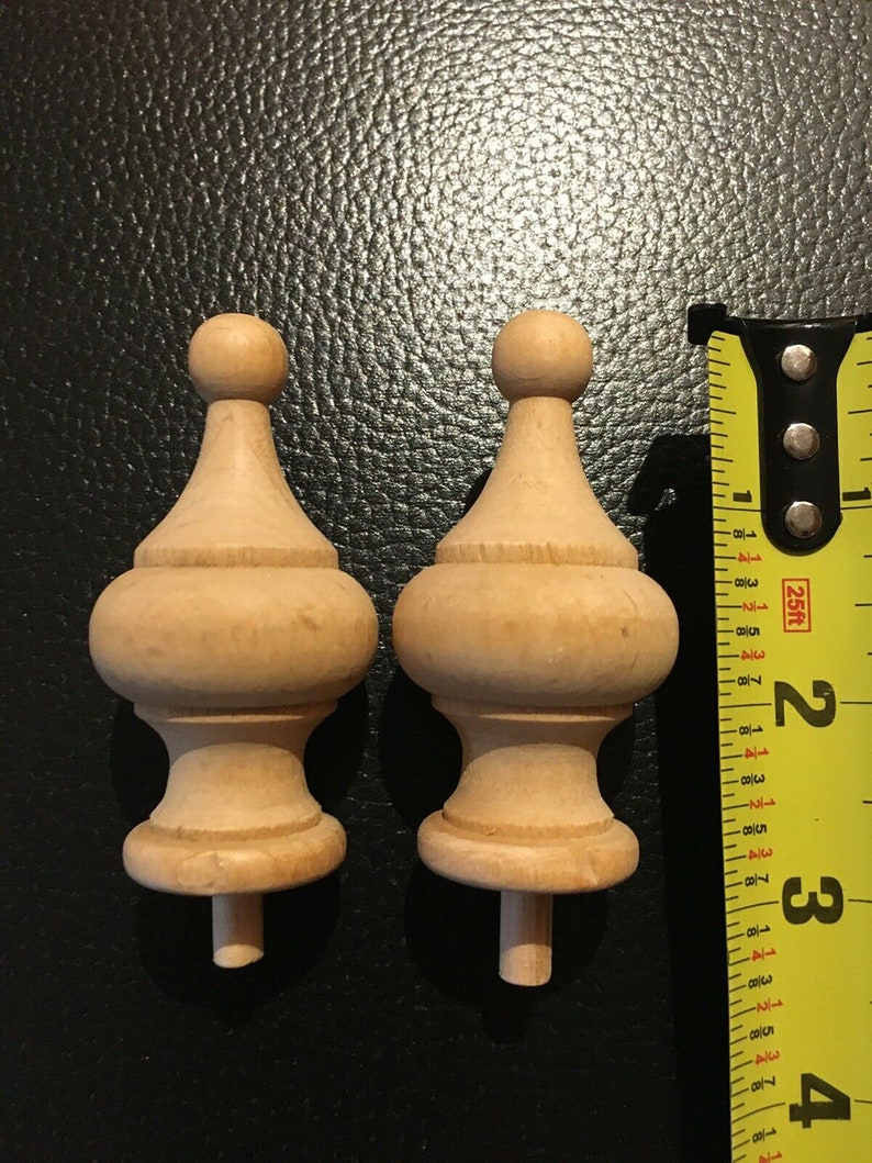 NEW Solid Wood Finials Set of 2 2 3 4 Tall Etsy