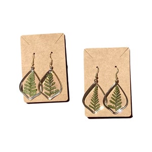 Best Friend gift, TWO earring sets, fern leaf earring GIFT SET, gift for her, bestie earrings, plant lovers, gold and green, fern leaf