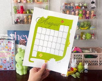 Downloadable August Leaf and Bugs Calendar PDF Sheet