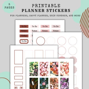 Printable Happy Planner Box stickers, Flower Stickers, Planner stickers, Printable stickers, bullet journal stickers