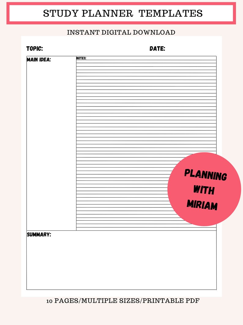 Study Planner Printable Student Planner Academic Planner Etsy
