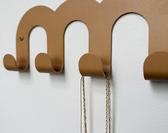 Curved Metal Wall Hook – Modern Entryway Organizer with 6 Hooks