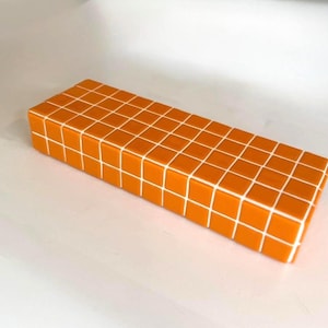 Sage Green Tile Floating Wall Shelf | Colorful Shelf | Modern Wall Mounted Shelf | Dopamine Decor | Plant Shelf | Decorative Wall Shelf | Orange