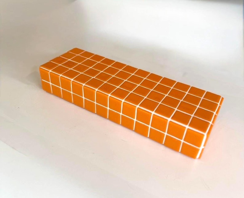 Sage Green Tile Floating Wall Shelf | Colorful Shelf | Modern Wall Mounted Shelf | Dopamine Decor | Plant Shelf | Decorative Wall Shelf | Orange