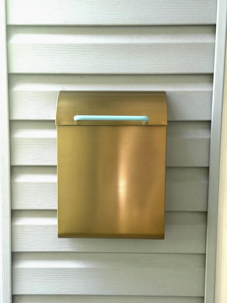Wall Mounted Mailbox | Metal Mailbox | Modern Mailbox | Colorful Mailbox | Gold Mailbox | Brass Mailbox image 3