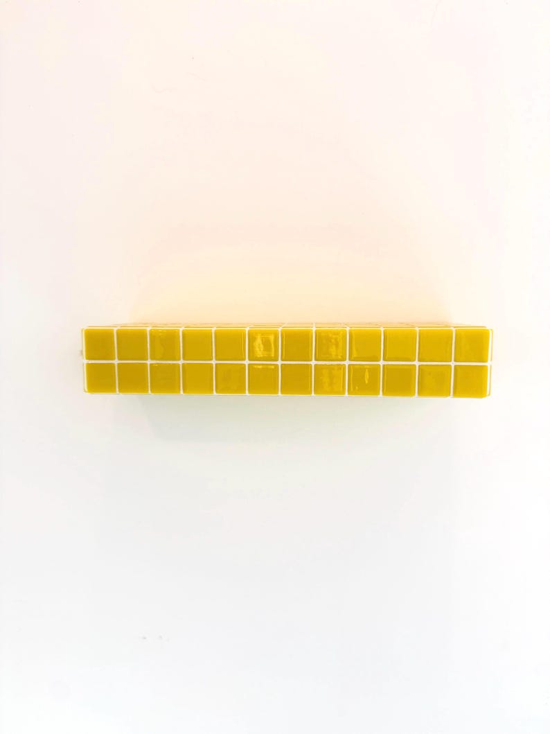 Sage Green Tile Floating Wall Shelf | Colorful Shelf | Modern Wall Mounted Shelf | Dopamine Decor | Plant Shelf | Decorative Wall Shelf | Yellow