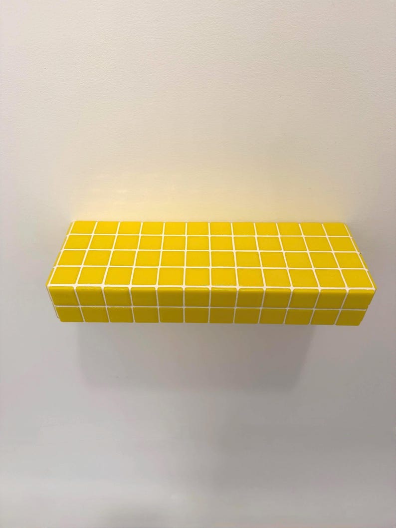 Sage Green Tile Floating Wall Shelf | Colorful Shelf | Modern Wall Mounted Shelf | Dopamine Decor | Plant Shelf | Decorative Wall Shelf | image 12