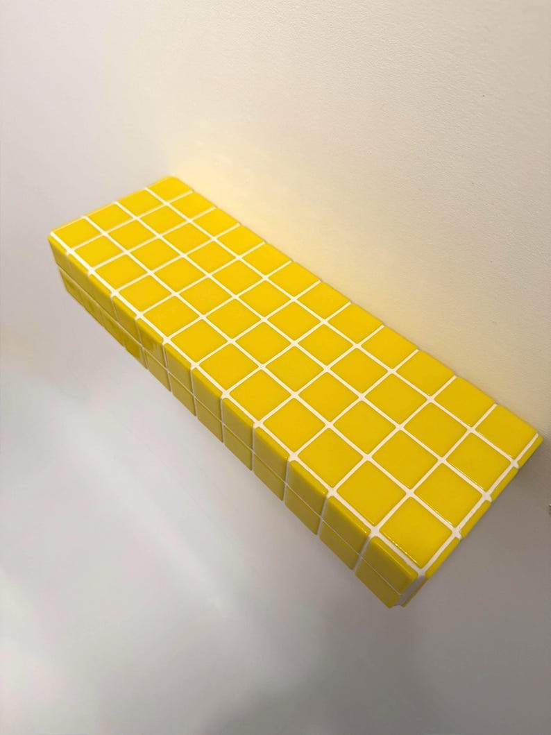 Sage Green Tile Floating Wall Shelf | Colorful Shelf | Modern Wall Mounted Shelf | Dopamine Decor | Plant Shelf | Decorative Wall Shelf | image 11