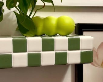 Estante flotante de pared con azulejos a cuadros / Estante colorido / Estante moderno de pared / Decoración de dopamina / Estante para plantas / Estante decorativo para entrada