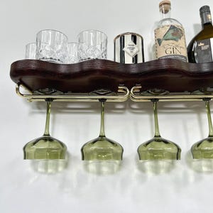 Floating Bar Shelf | Floating Oak Shelf | Glasses Display Shelf | Wavy Shelf | Decorative Wall Wood Shelves image 6