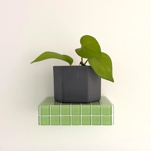 Floating Shelf • Display Shelf • Gallery Wall • Modern Wall Decor • Plant Shelf • Decorative Wall Shelf • Green Tile Shelf • Small Shelf